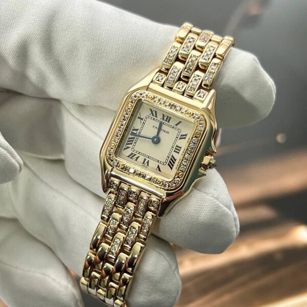 Cartier Panthere 128000M 18K Yellow Gold Diamond Bezel